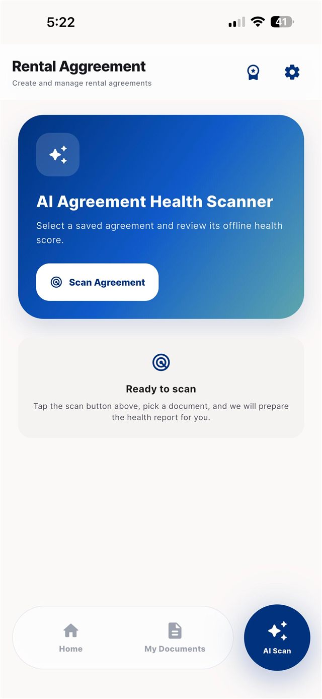 Rent Agreement Maker AI Agreement Health Scanner screen